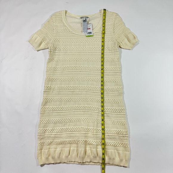 MNG Mango Crochet Sweater Dress Ivory Short Sleeve - Picture 6 of 6